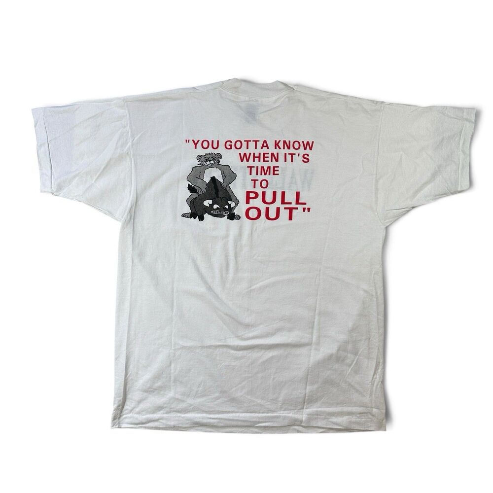 Rare Vintage 90s XL Wall Street Pull Out Tee Bear Bull Stock Market NOT REPRINT!